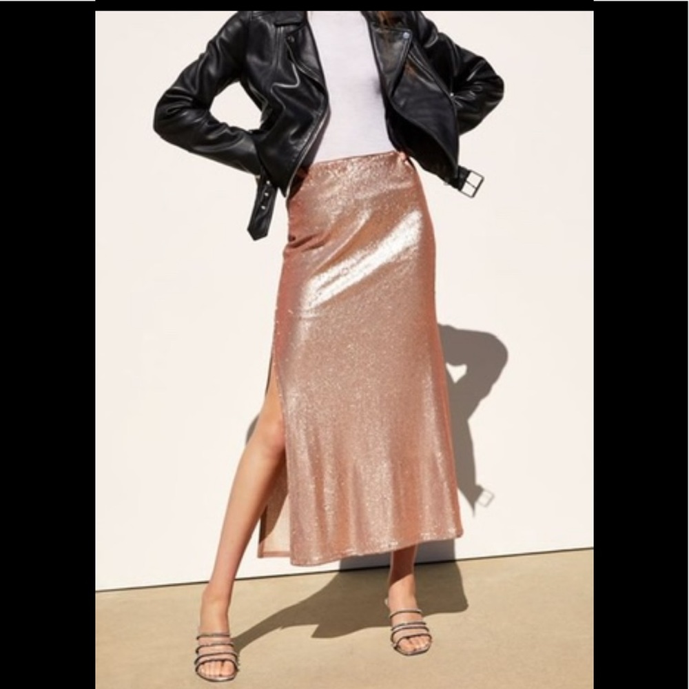 SEQUIN midi skirt (NUDE colour)